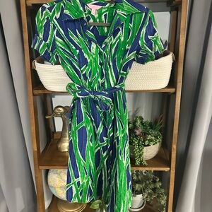 Lilly Pulitzer Green and Blue Leaf Print Dress